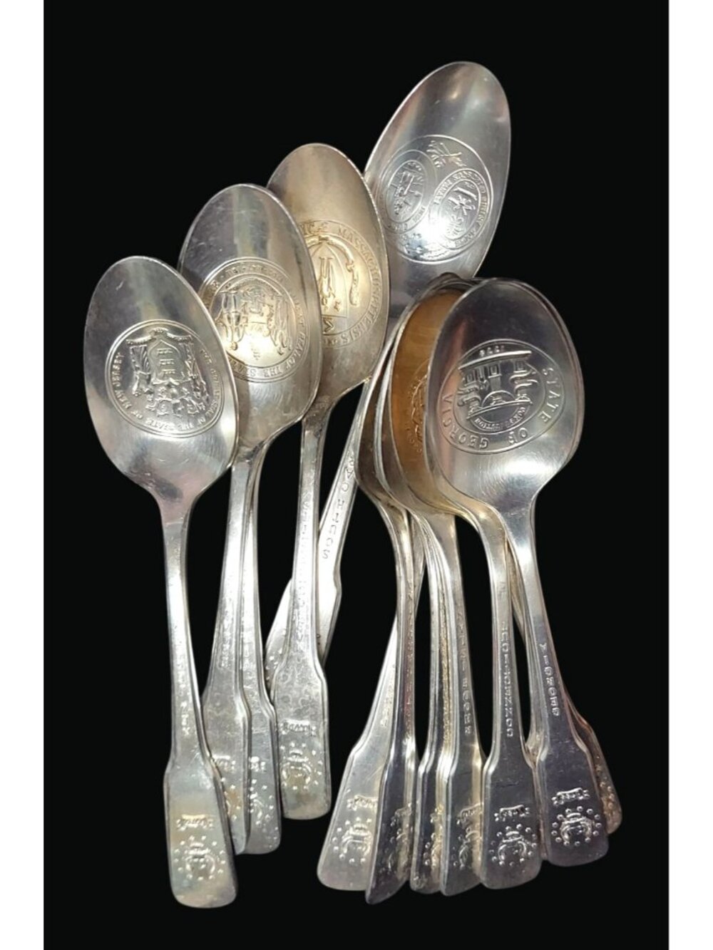 State Souvenir Collector Spoons Silver-Plated Vintage Embossed Design